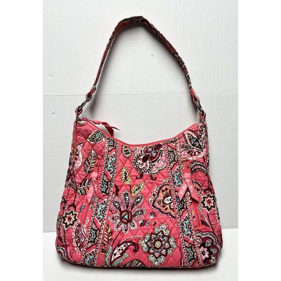 Vera Handbags - Vera Bradley Shoulder Bag Call Me Coral Retired Pink Hobo Paisley 10x13 Boho